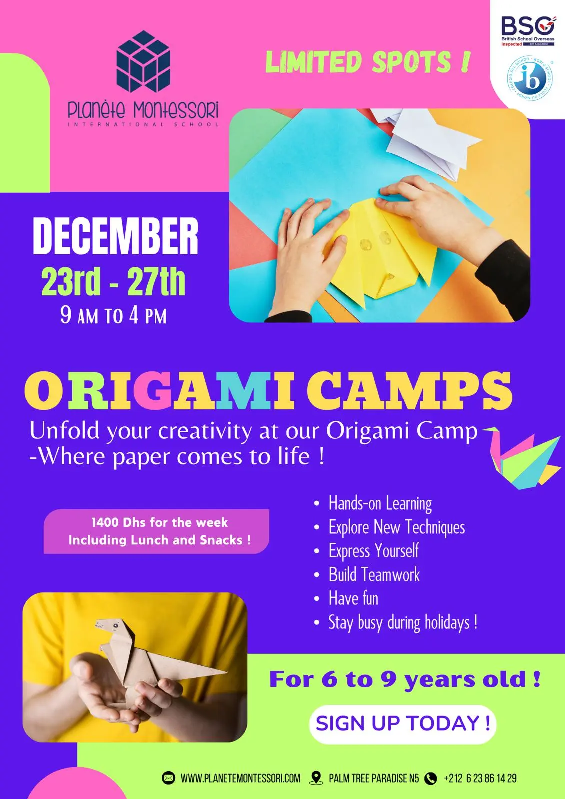 Origami camp poster