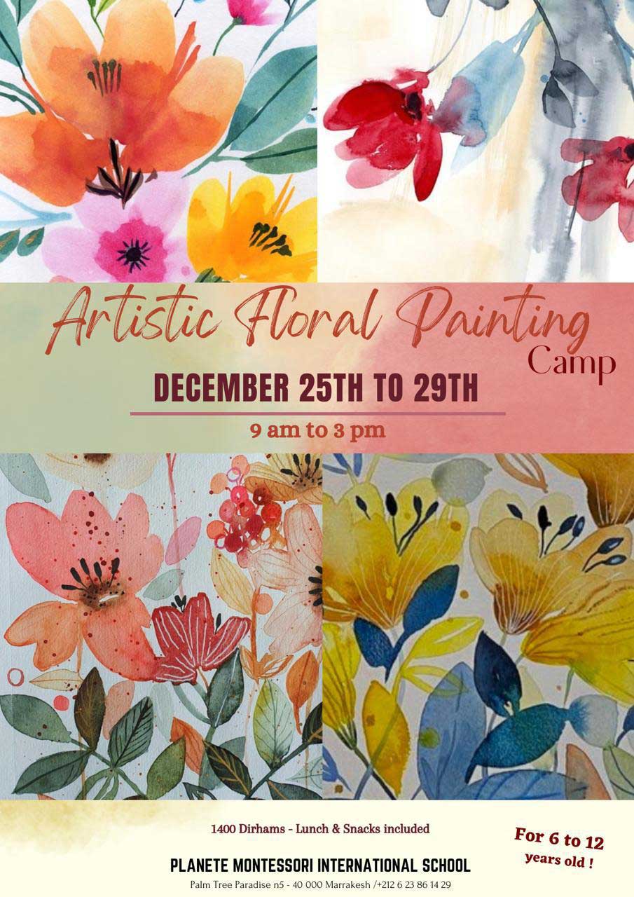 Winter camp poster for ages 6 to 12